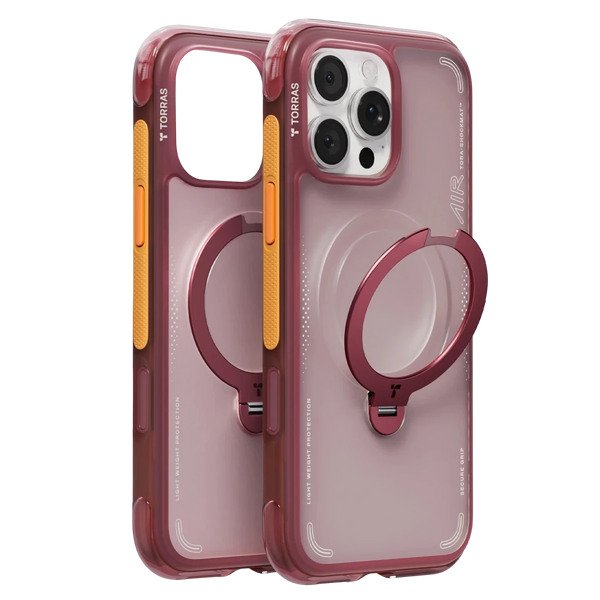 Torras Apple iPhone 16 Pro Max Uyumlu O Stand Spin Air Serisi Magsafe Kılıf - Kırmızı