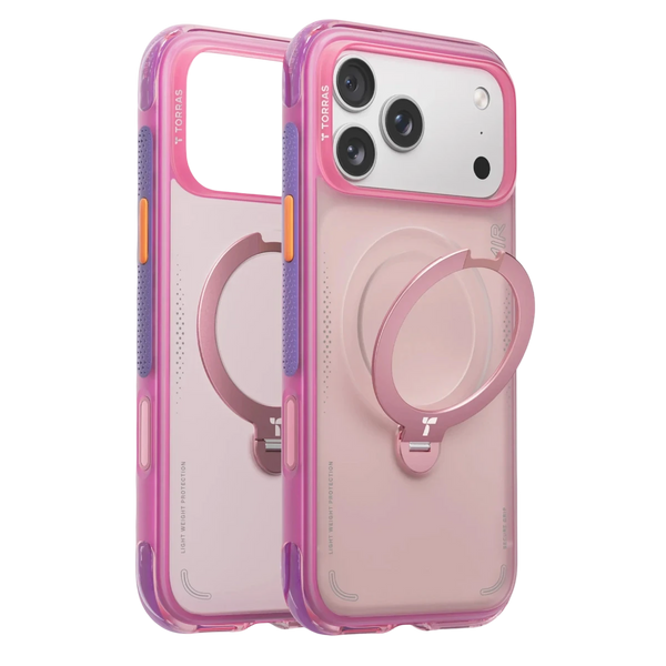 Torras Apple iPhone 17 Pro Max Uyumlu O Stand Spin Air Serisi Magsafe Kılıf - Pembe