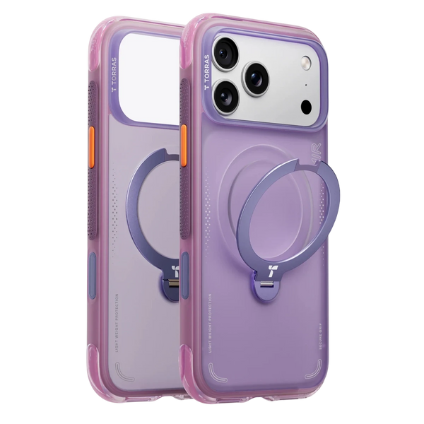 Torras Apple iPhone 17 Pro Uyumlu O Stand Spin Air Serisi Magsafe Kılıf - Mor