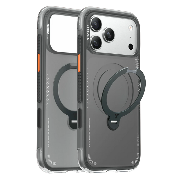Torras Apple iPhone 17 Pro Uyumlu O Stand Spin Air Serisi Magsafe Kılıf - Siyah