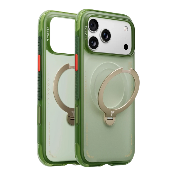 Torras Apple iPhone 17 Pro Uyumlu O Stand Spin Air Serisi Magsafe Kılıf - Yeşil